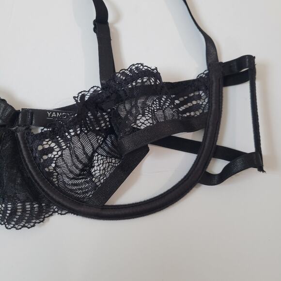 Yandy Whimsical Seashell 3-Piece Black Bra Panty Garter Lingerie Set Size L / XL - Picture 8 of 13